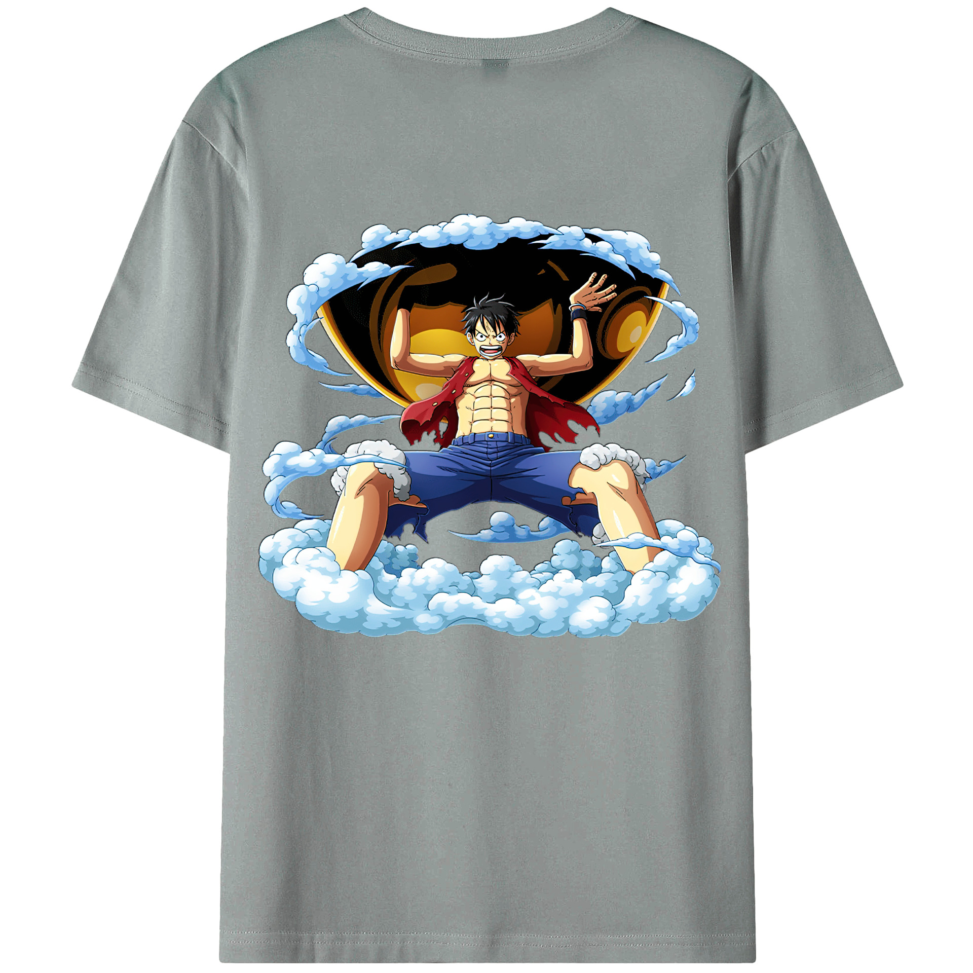 ワンピース モンキー・D・ルフィ ONE PIECE Monkey D. Luffy 綿100％ メンズ半袖Tシャツ（バックプリント） 通気性